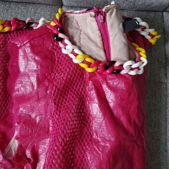 Gianni Versus Versace Pink Sleeveless Dress Size IT 38/ XS w Chain Detail - Picture 9 of 15